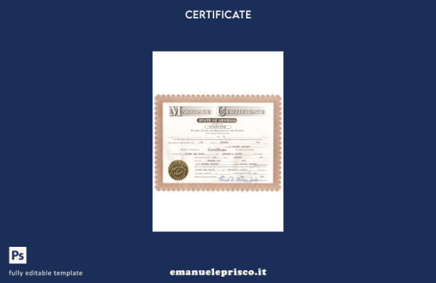 modello di certificato di matrimonio USA Georgia in stile verificato 1
